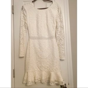 Jaus long sleeve white Medindie Dress
